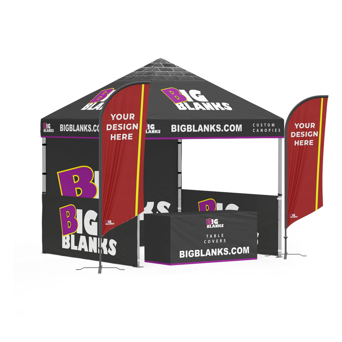 10' x 10' Custom Canopy: Professional w/ Feather Flags