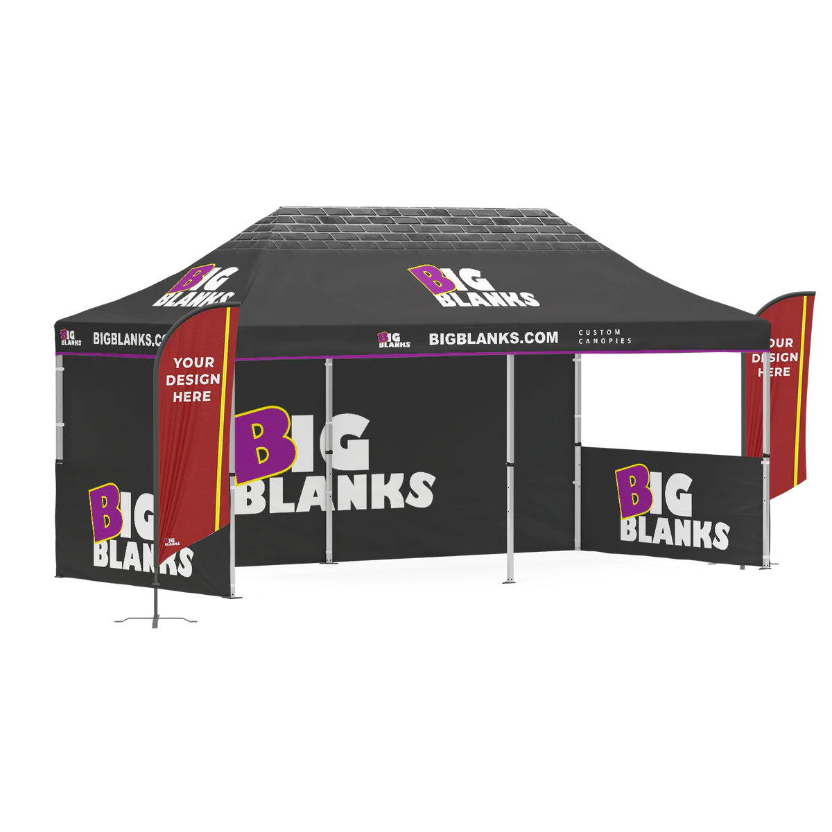 10' x 20' Custom Canopy: Entry w/ Feather Flags