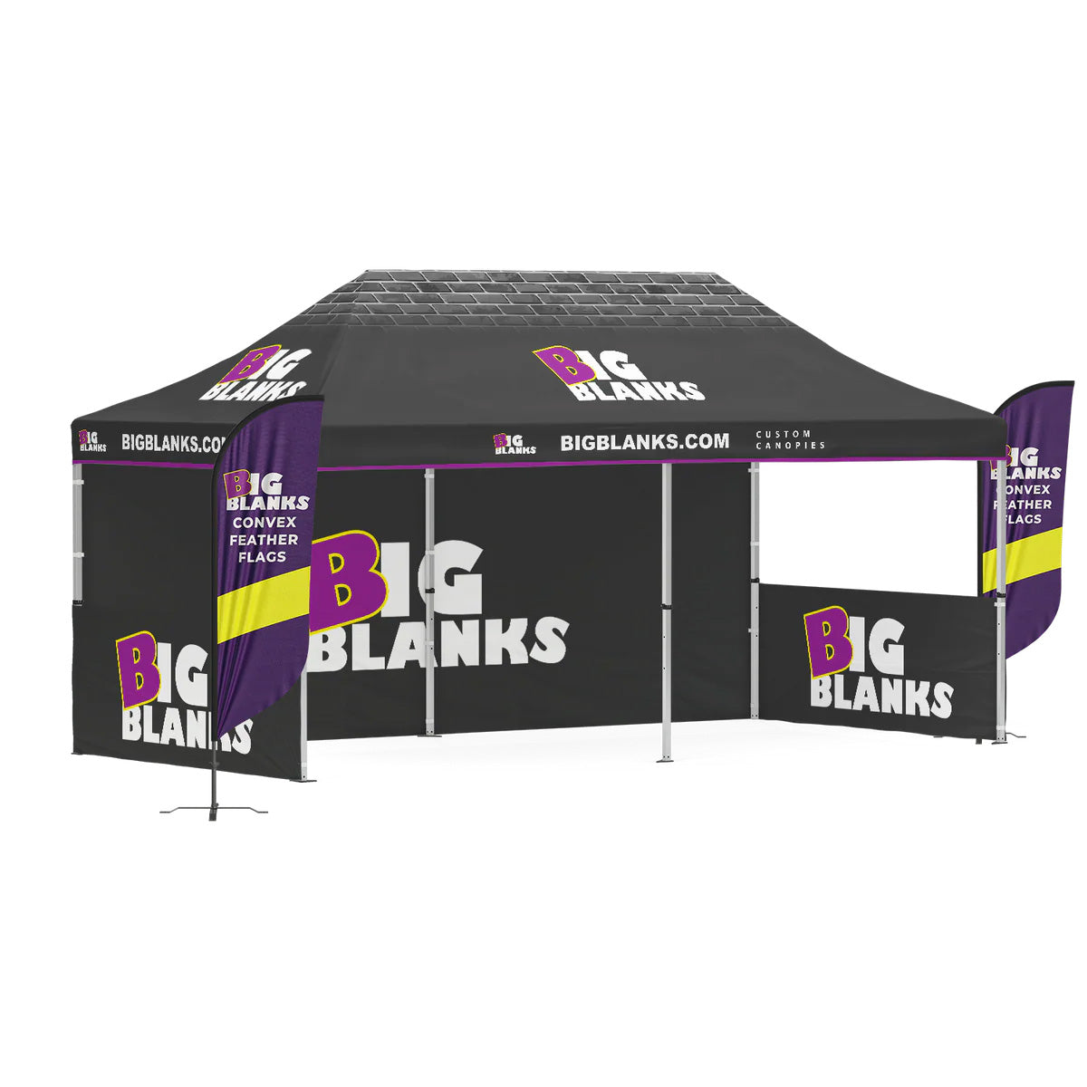 10' x 20' Custom Canopy: Entry w/ Feather Flags