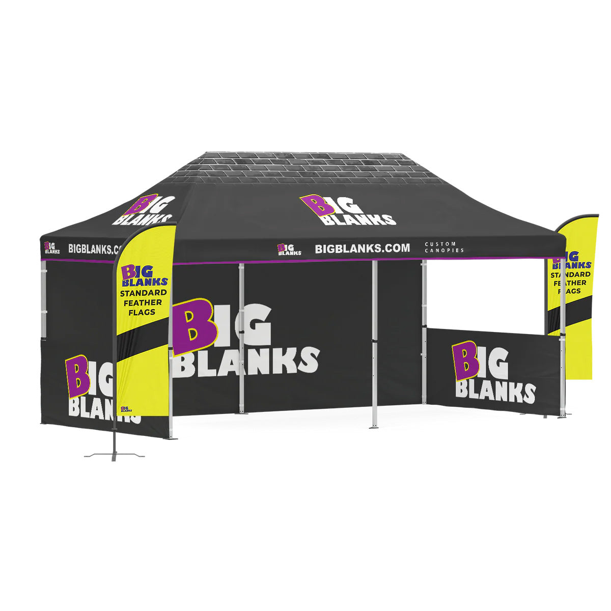 10' x 20' Custom Canopy: Entry w/ Feather Flags