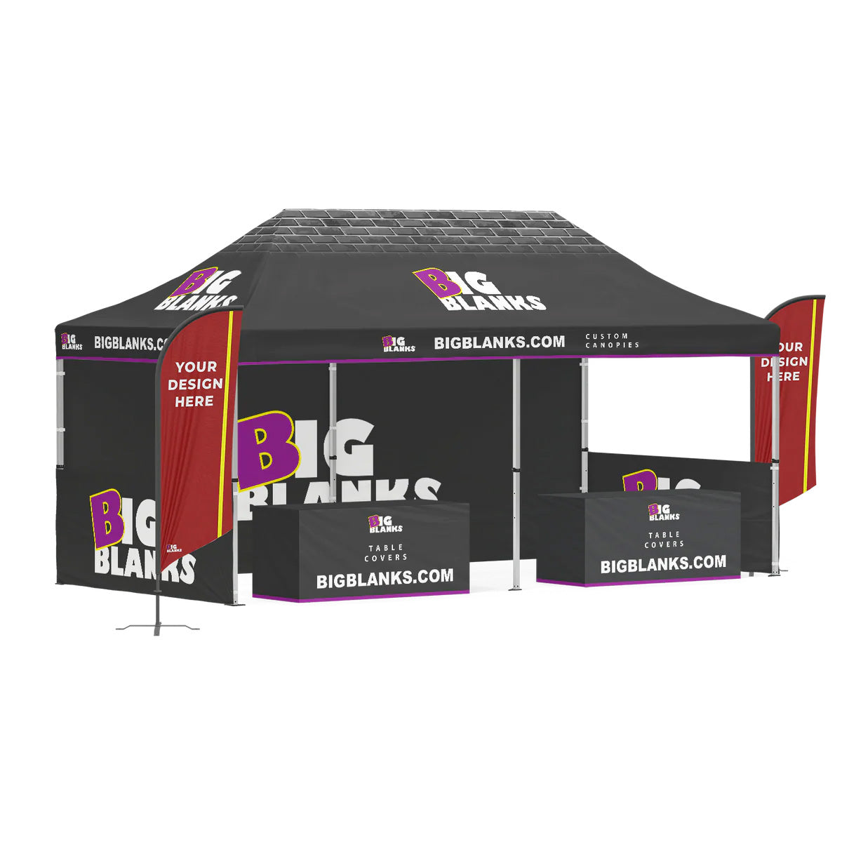 10' x 20' Custom Canopy: Professional w/ Feather Flags