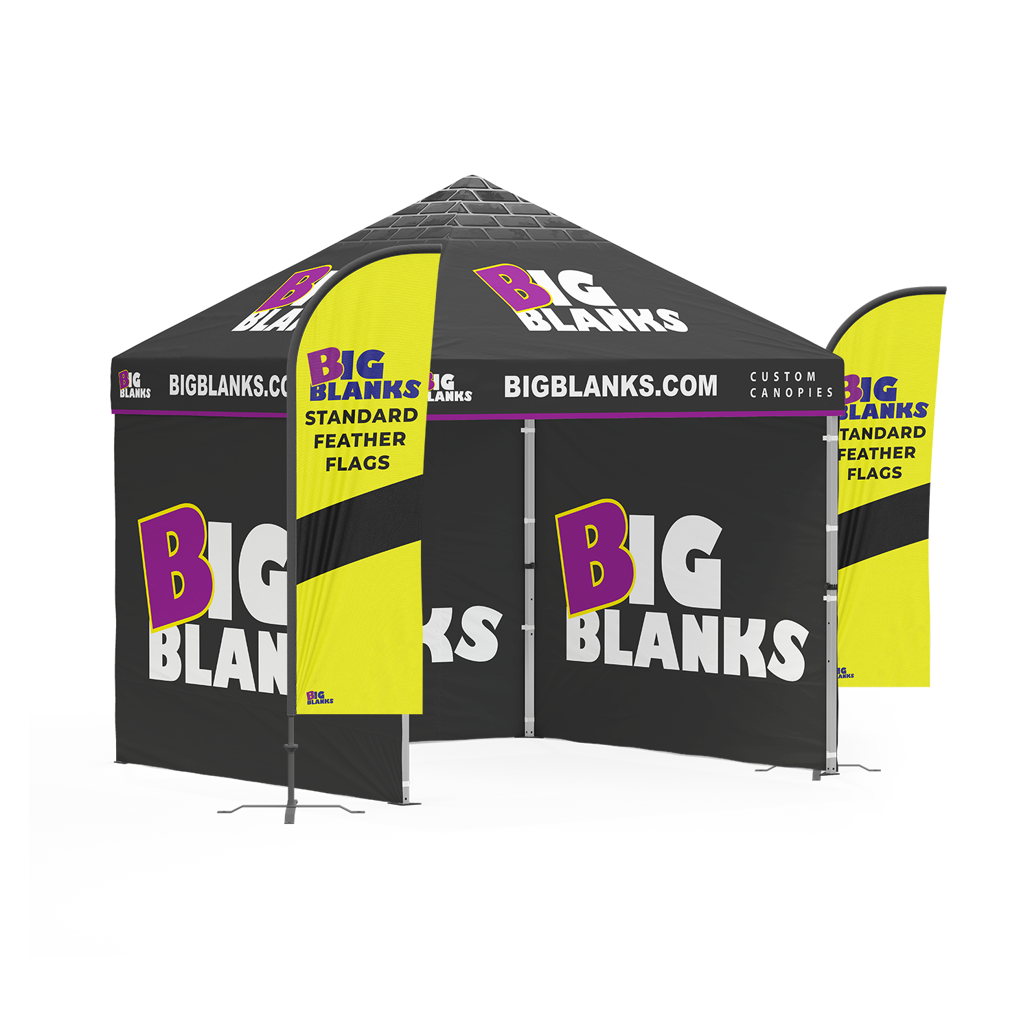 10 X 10 Custom Canopy 3 Full Walls W Feather Flags 10-x-10-custom-canopy-3-full-walls-w-feather-flags