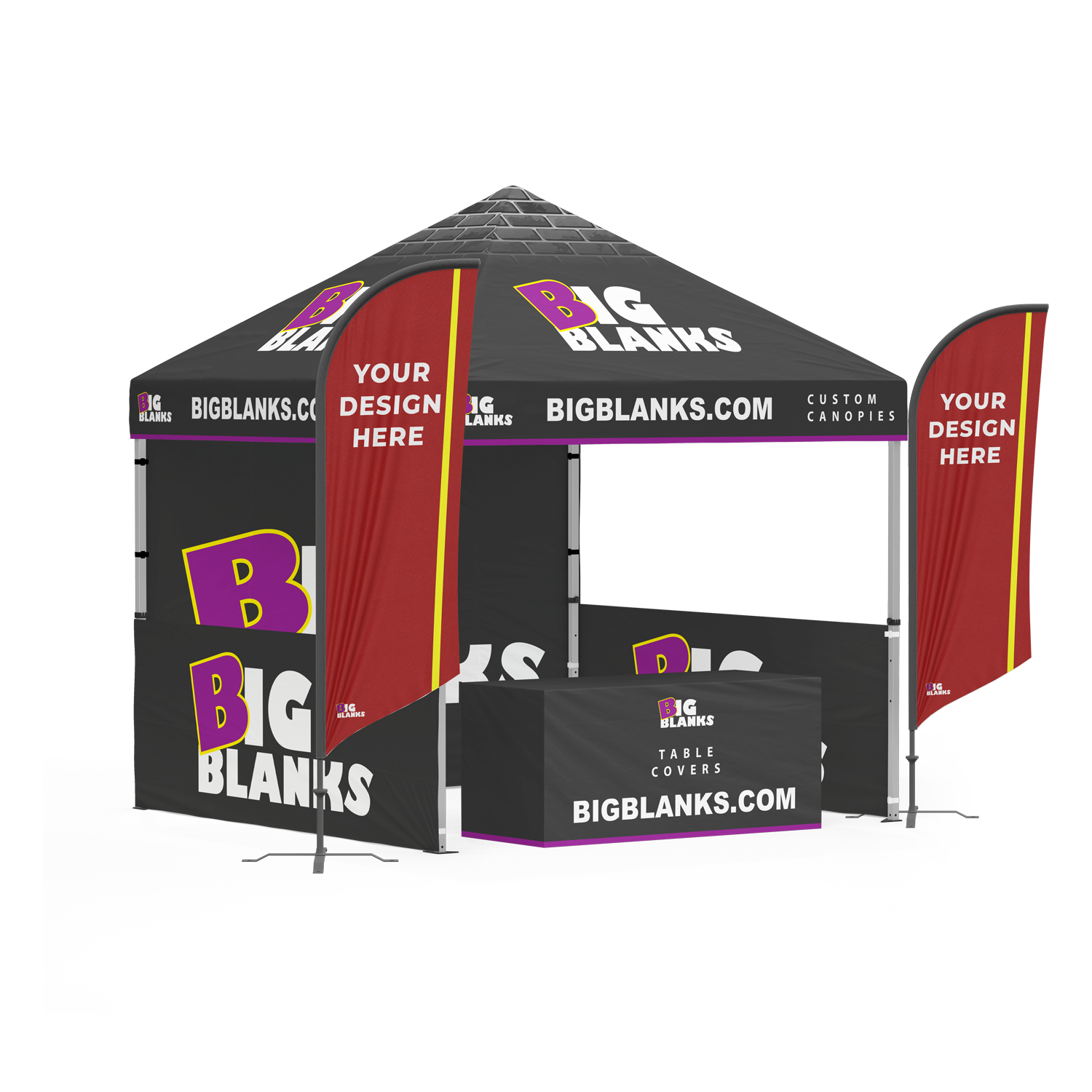 10' x 10' Custom Canopy: Professional w/ Feather Flags