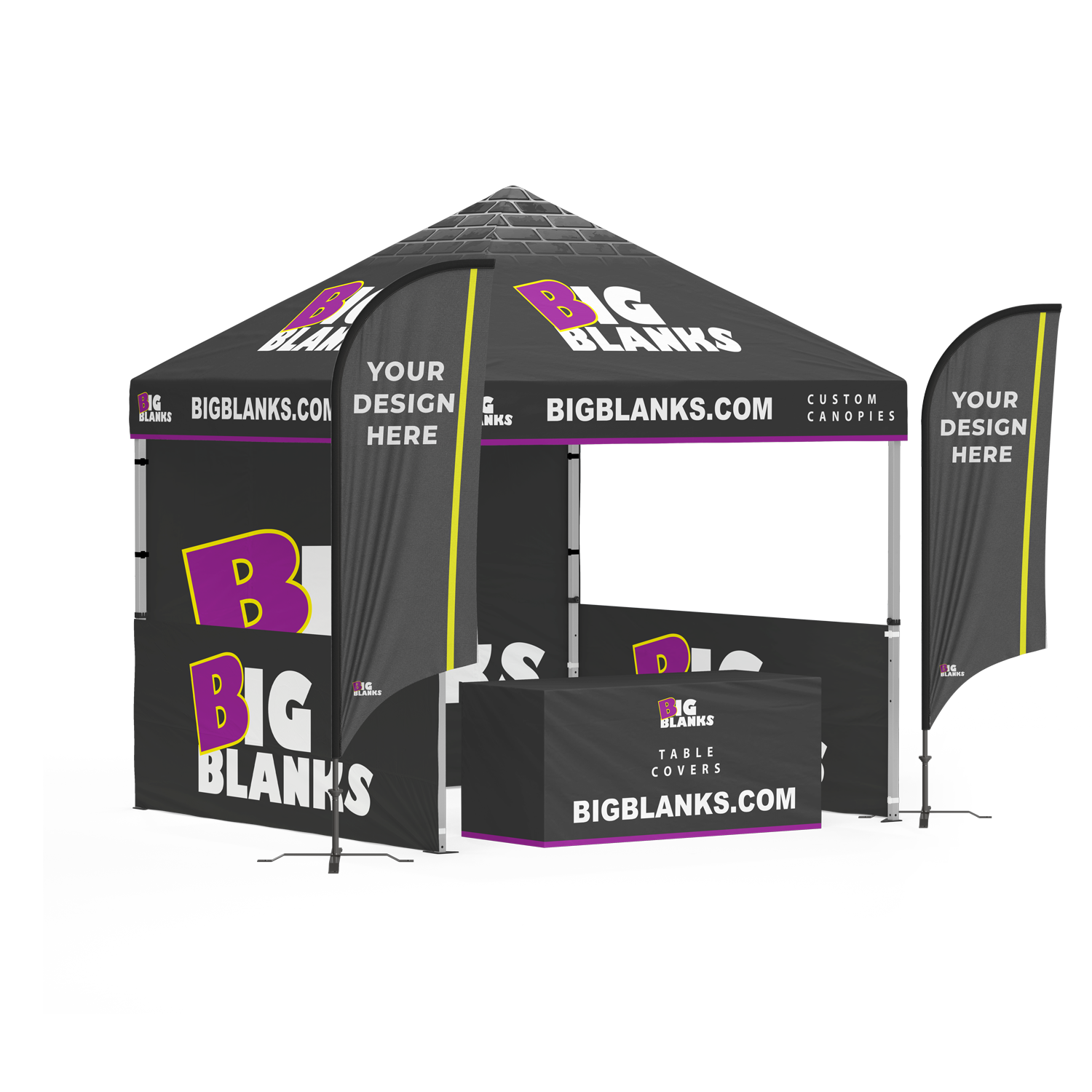 10' x 10' Custom Canopy: Professional w/ Feather Flags