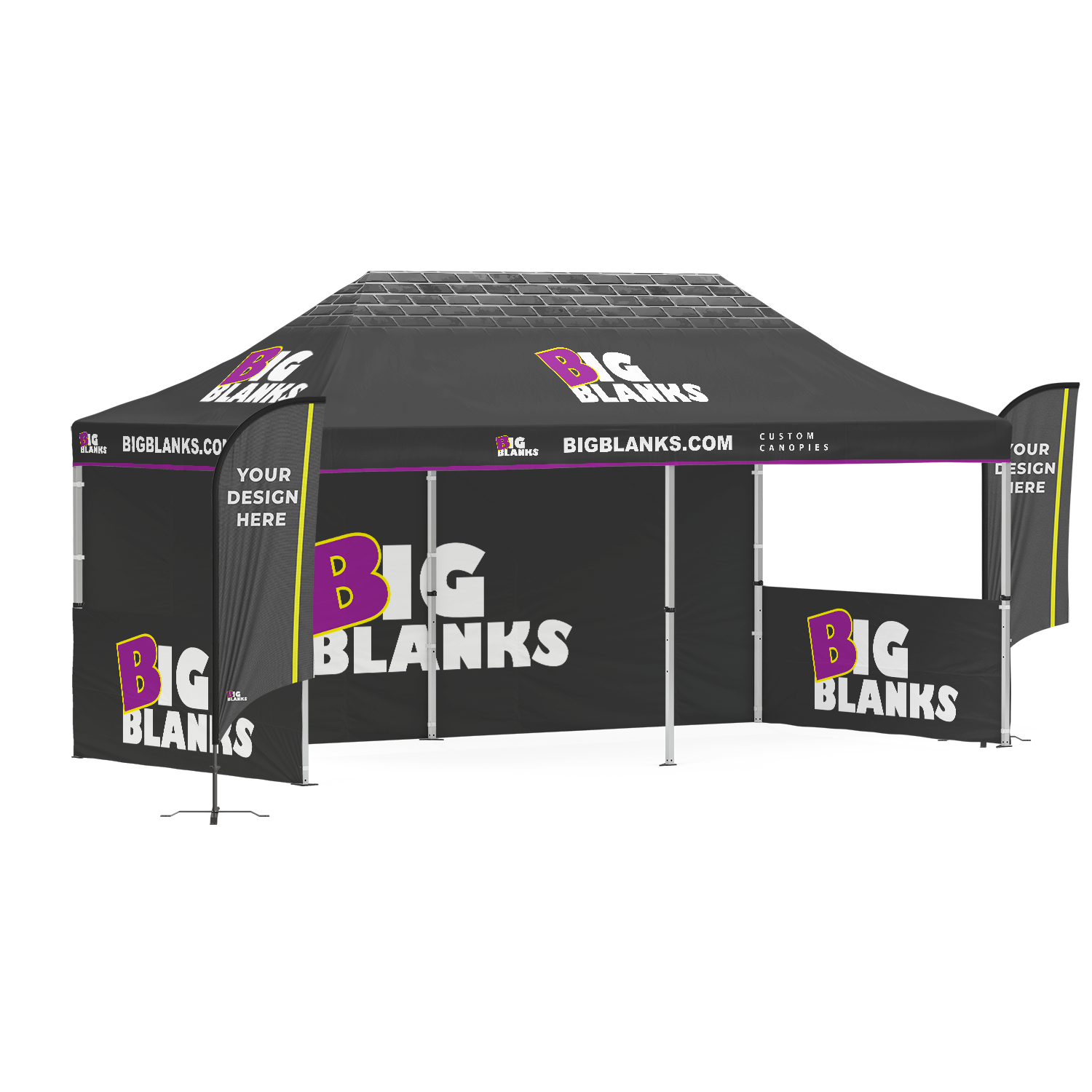 10' x 20' Custom Canopy: Entry w/ Feather Flags