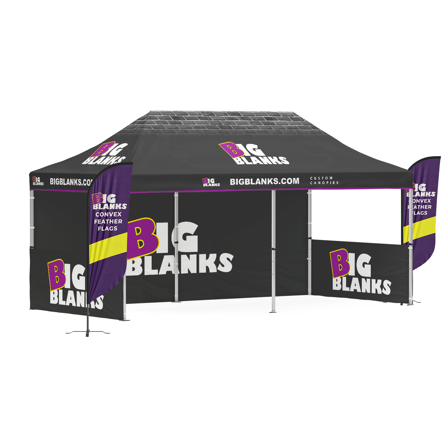 10' x 20' Custom Canopy: Entry w/ Feather Flags