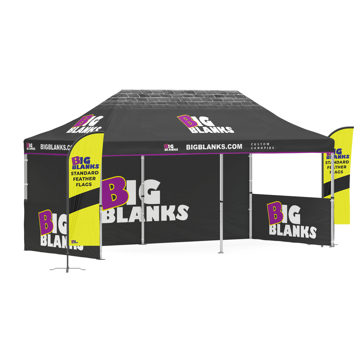 10' x 20' Custom Canopy: Entry w/ Feather Flags