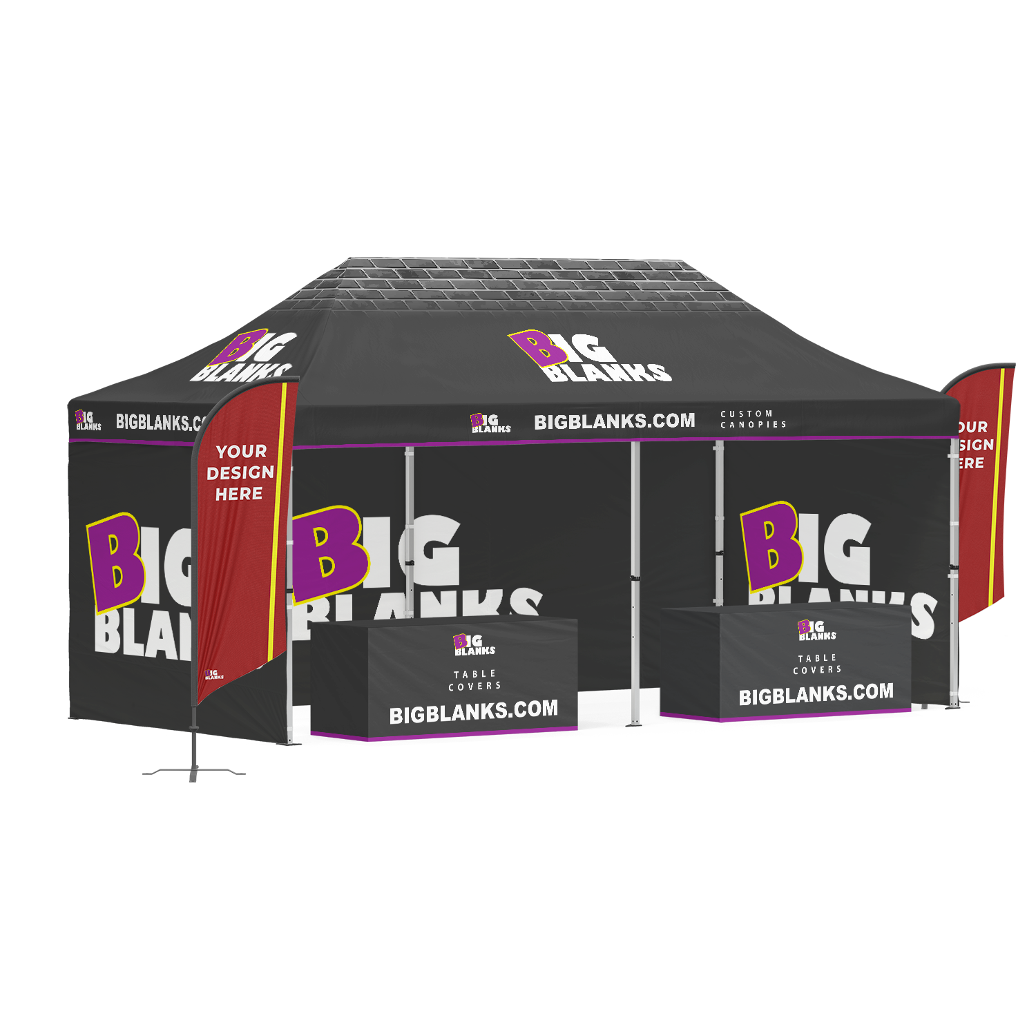 10' x 20' Custom Canopy: Full Height Pro w/ Feather Flags