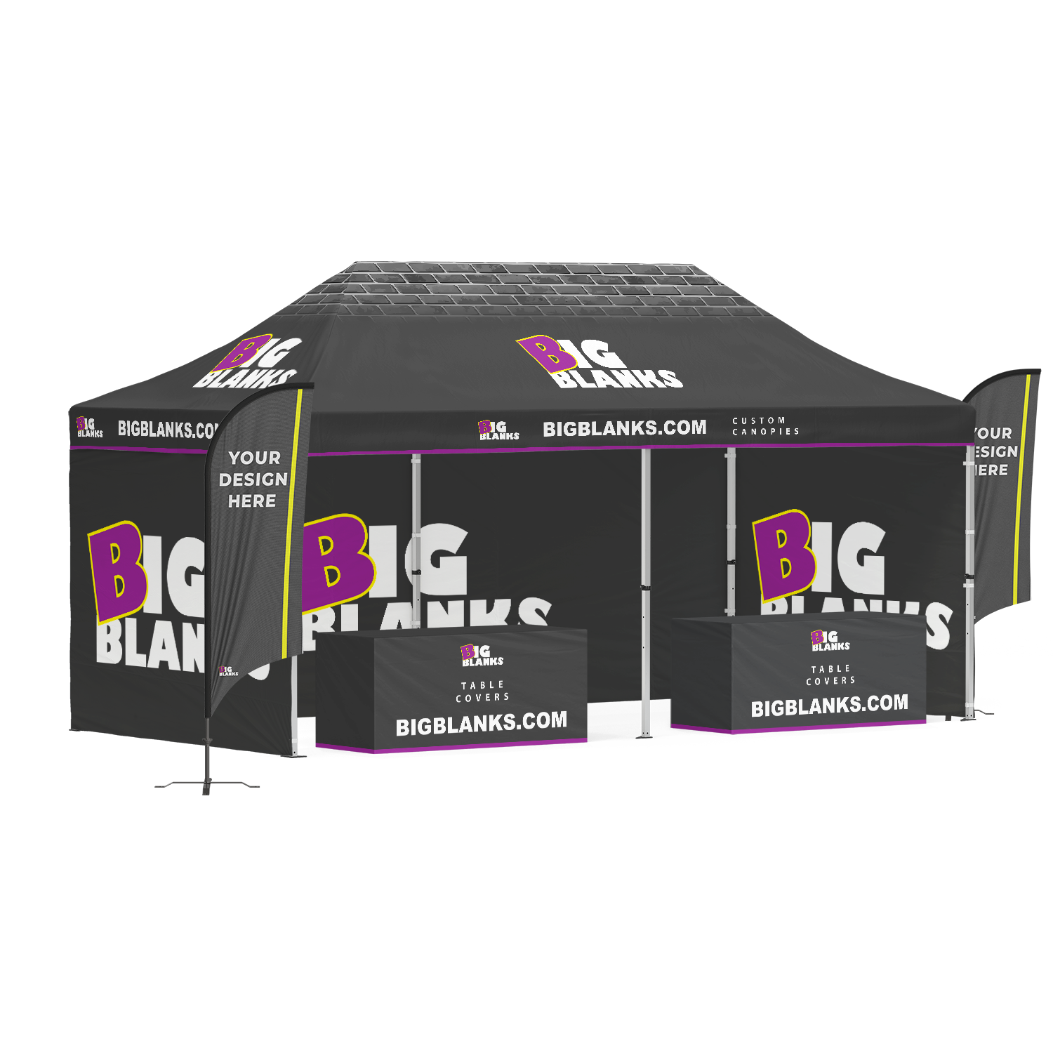 10' x 20' Custom Canopy: Full Height Pro w/ Feather Flags