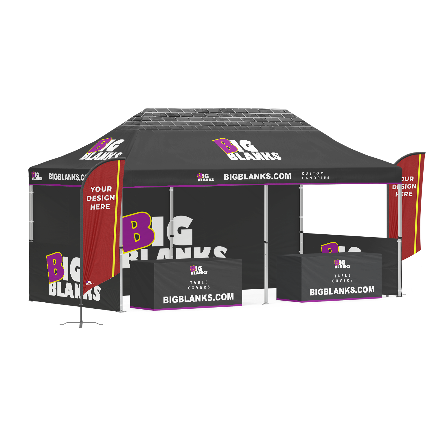 10' x 20' Custom Canopy: Professional w/ Feather Flags