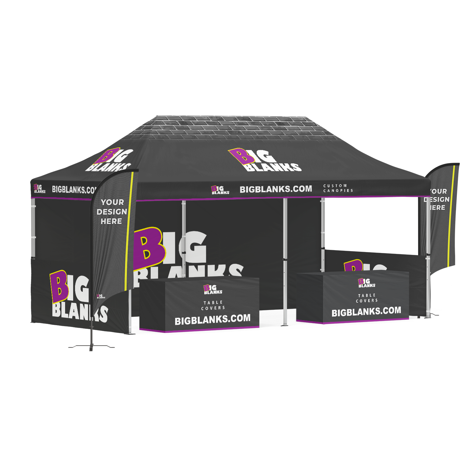 10' x 20' Custom Canopy: Professional w/ Feather Flags