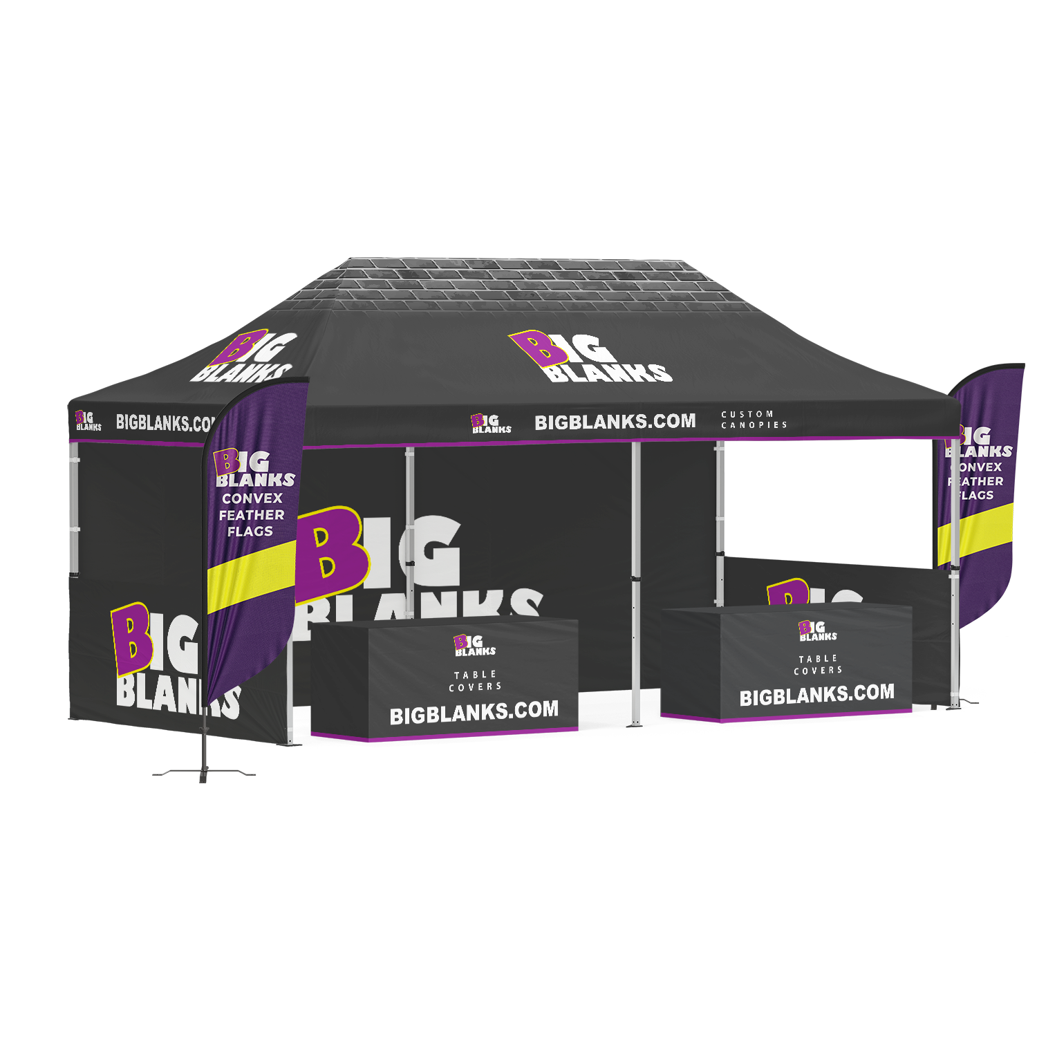 10' x 20' Custom Canopy: Professional w/ Feather Flags