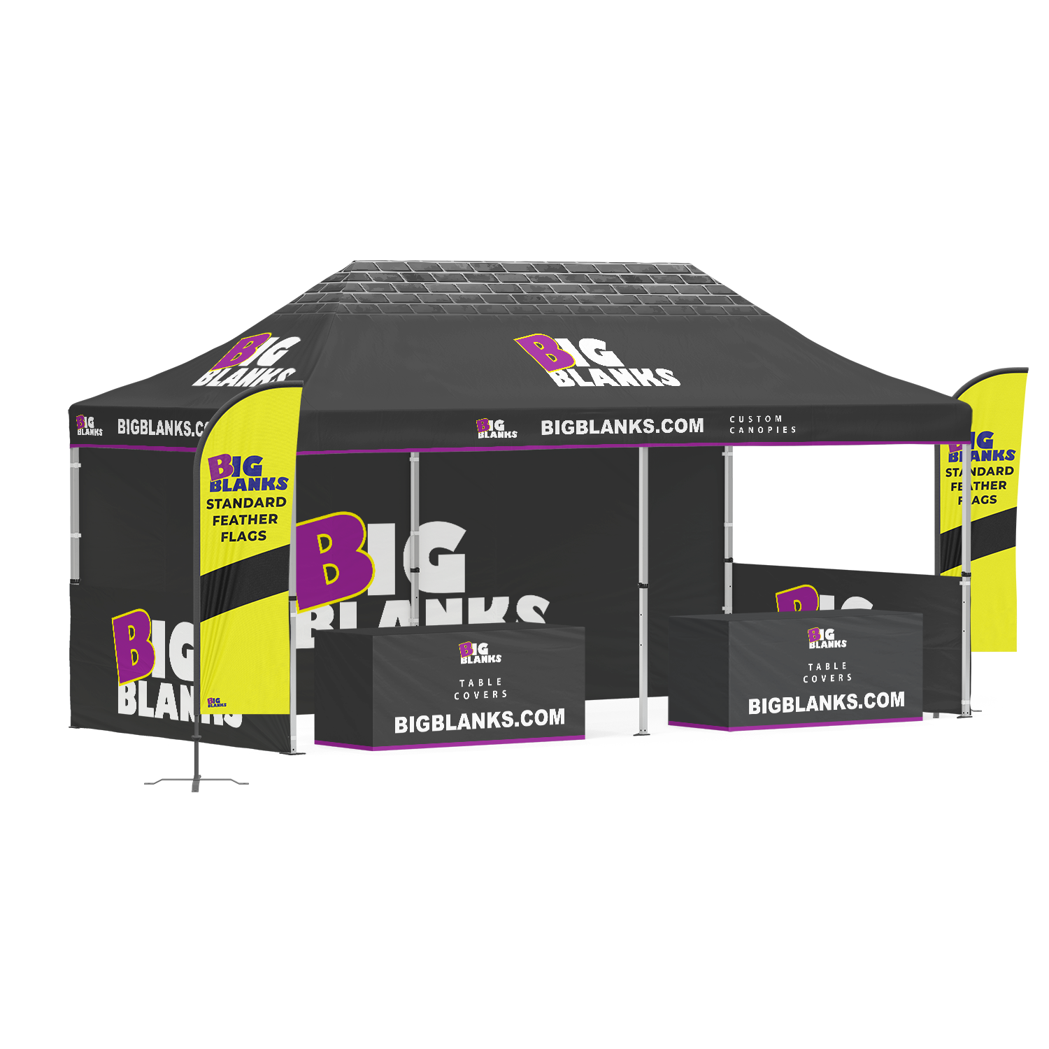 10' x 20' Custom Canopy: Professional w/ Feather Flags