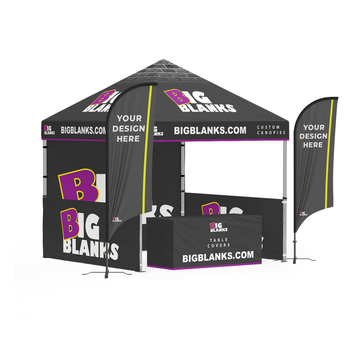 10' x 10' Custom Canopy: Professional w/ Feather Flags