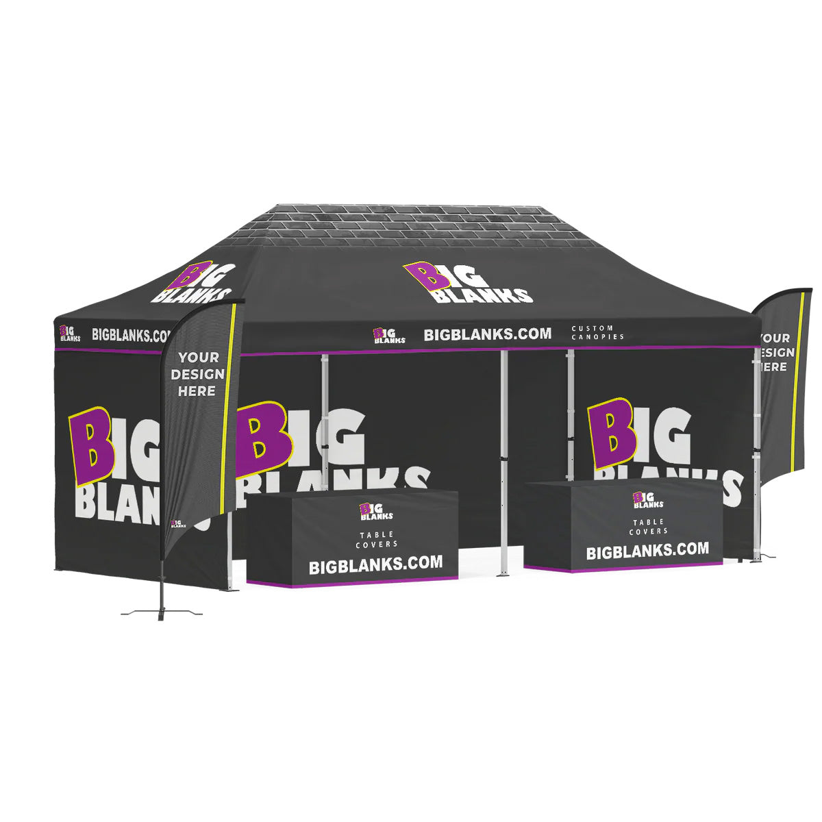 10' x 20' Custom Canopy: Full Height Pro w/ Feather Flags
