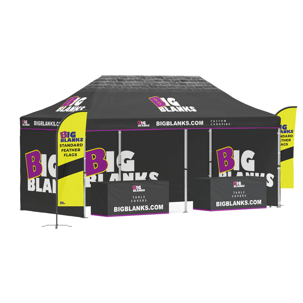 10' x 20' Custom Canopy: Full Height Pro w/ Feather Flags