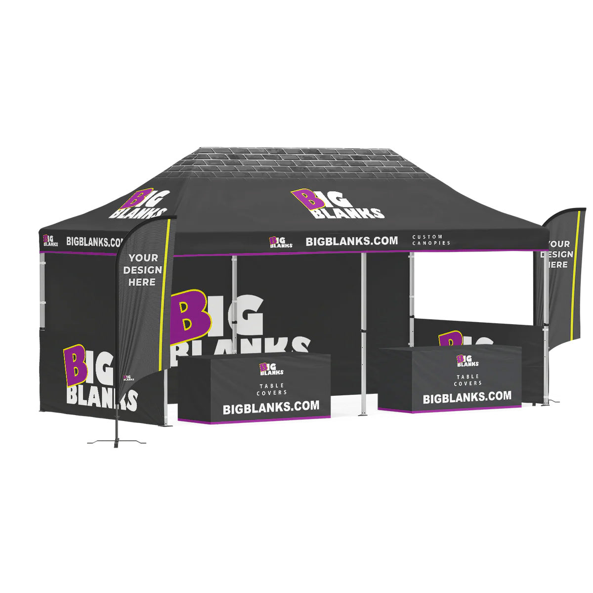 10' x 20' Custom Canopy: Professional w/ Feather Flags