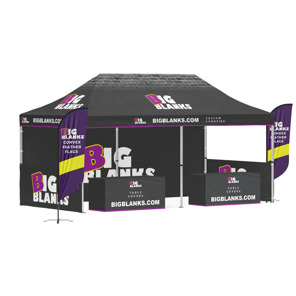 10' x 20' Custom Canopy: Professional w/ Feather Flags