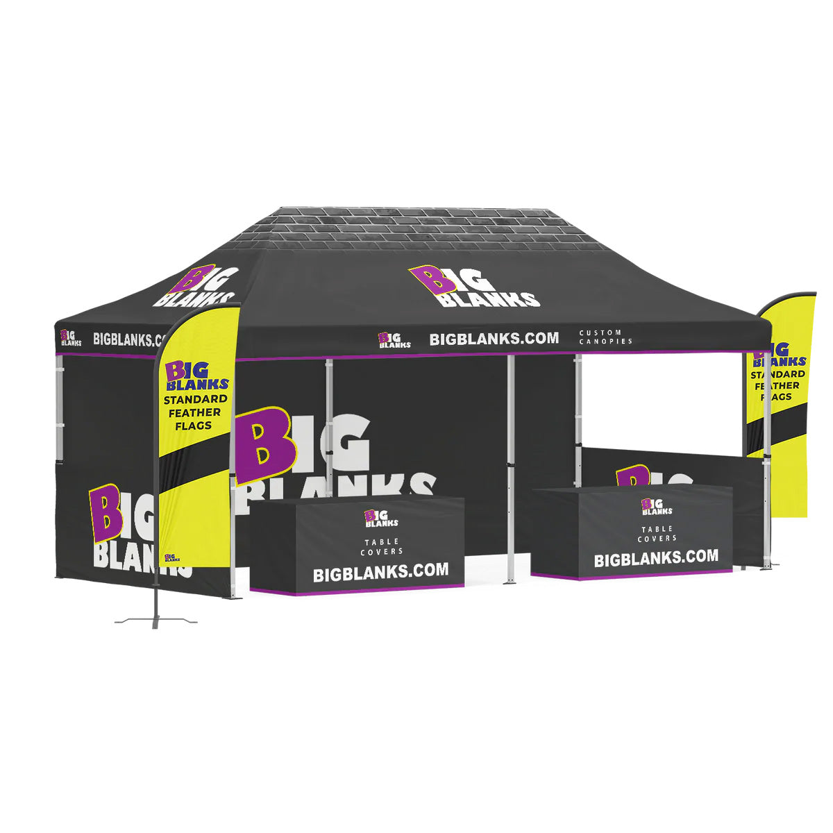 10' x 20' Custom Canopy: Professional w/ Feather Flags
