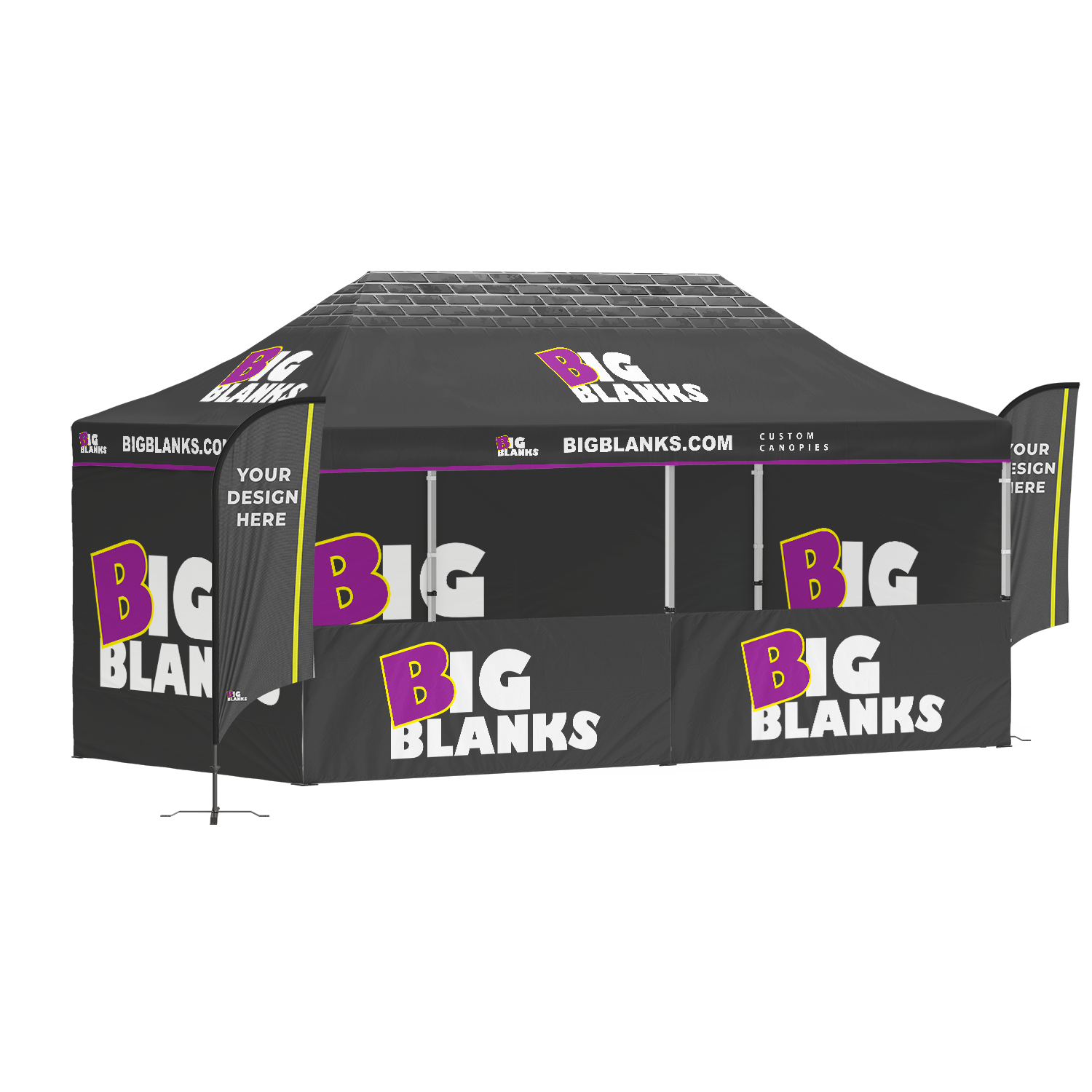 10' x 20' Custom Canopy: Front Pro w/ Flags